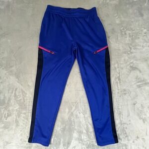 AND1 Pants Mens Medium Blue Black Fleece Lined Joggers‎ Zip Pockets Basketball